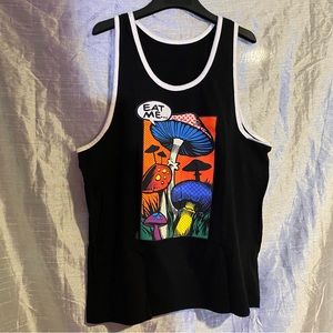 Liquid Blue Tank top, no tags, SZ XL, GUC, glows in the dark! Eat Me, mushroom